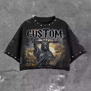 T-shirt à manches courtes pour homme, noir, imprimé effet gouttelettes, col rond, coupe classique, jersey en coton, motif à pois - Product Image 6