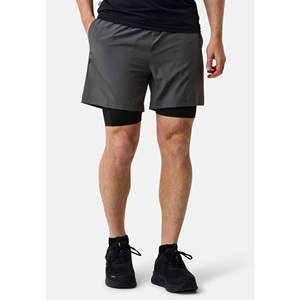 Shorts de course gris uni pour homme, séchage rapide, taille élastique, style sportif mi-haut avec poches - Product Image 1