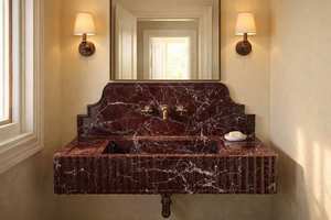 Lavabo de Baño Moderno de Mármol Rosso Levanto de Primera Calidad con Desagüe para Uso en Almacenes - Product Image 2