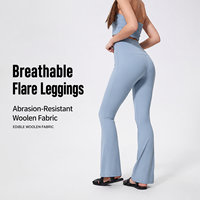 Pantalones de Yoga de Cintura Alta para Mujer, Corte Acampanado, Bolsillo Oculto 3D, Nailon y Spandex, Transpirables y Elásticos, Leggings para Gimnasio, Yoga y Pilates