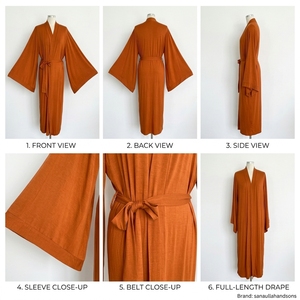 ผู้ผลิตชุดกิโมโนแบบมุสลิม อบายะ แขนยาว แบบเรียบร้อย สไตล์แม็กซี่ - Product Image 4