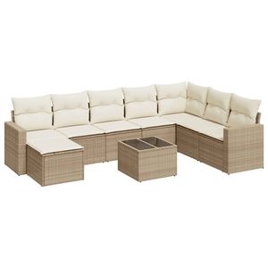 Ensemble de canapés de jardin en rotin PE beige avec structure en acier thermolaqué et verre trempé - Product Image 2