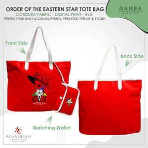 กระเป๋าโท้ทกันน้ำสีแดงสไตล์ OES Eastern Star Si-star รุ่น Sassy & Classy พร้อมซิปปิดและลายปัก - Product Image 2