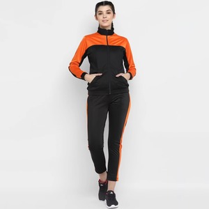 Ensemble de survêtement confortable de haute qualité pour femmes, style automne-hiver, pantalon de survêtement, ensemble pantalon-veste en tricot color block, survêtement éco-responsable - Product Image 1