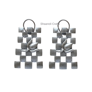 ต่างหูสวยงาม ลายบล็อก ต่างหูดีไซน์เนอร์ เครื่องประดับทองเหลืองชุบเงิน สำหรับผู้หญิง สำหรับงานแต่งงาน งานปาร์ตี้ - Product Image 2