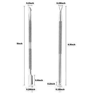 Pousse-cuticules en acier inoxydable double extrémité pour manucure, outil professionnel pour salon de beauté, fournisseur d'accessoires de soin des ongles en gros - Product Image 3