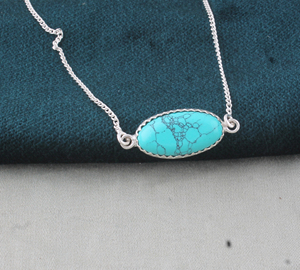 SHREE JAIPUR SILVER Vintage Unisexe/Femme, Argent Sterling 925, Pierre précieuse Turquoise naturelle, ovale horizontale, style Est-Ouest, dentelée - Product Image 5