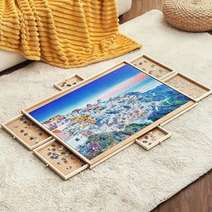 Panchetto Puzzle per adulti portatile con 6 cassetti robusto tavolo rompicapo 1500 fai da te Puzzle girevole accessorio Lazy Susan - Product Image 1