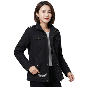 <b>Men's</b> Black Sporty <b>Long</b> <b>Jacket</b> with Zipper Turn-down Collar Regular Fit Solid Color Front Logo Lower Hem - Product Image 3