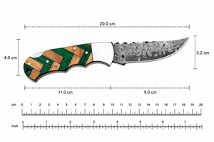Cuchillo de Acero al Carbono Artesanal con Patrón, Mango de Madera, Orientación Ajustable, Funda de Cuero, Acabado Pulido, Utilidad para Exteriores - Product Image 6
