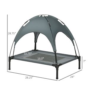Lettino per Cani XL da Esterno da 30 Pollici con Tettuccio Parasole Protetto dai Raggi UV, Motivo Floreale, Letto Rialzato Grigio per Animali Domestici, Letto da Campeggio con Tettuccio Rimovibile - Product Image 3