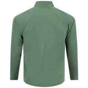 Men's Dark Green Golf Quarter-Zip Long Sleeve Knitted Polyester Shirt <b>Sweat</b>-Wicking Breathable Quick Dry Sporty <b>Top</b> - Product Image 3