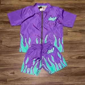 2025 Mens Custom Windbreaker Set Breathable Polyester Hooded Casual Solid <b>Jacket</b> Shorts Two-Piece Tracksuit Zip-Up Design - Product Image 3