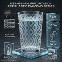 Gobelet réutilisable transparent en PET de 300 ml sans BPA avec poignée, style classique, pour adultes, maison, bureau, fêtes, festivals