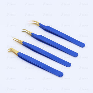 Lot de 4 pinces à cils enduites d'or pour extensions de cils Pince à épiler Volume en acier inoxydable sans rouille - Product Image 6