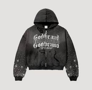 Hoodie zippé grande taille fabriqué en usine, 100% coton, épais, effet vieilli vintage, impression sérigraphique personnalisée. - Product Image 4