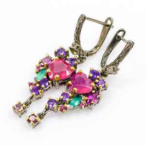 Pendientes de Aro con Rubí Rosa Natural en Forma de Corazón, Plata de Ley 925, Certificados por IGI, Diseño Clásico, Regalo de Aniversario o Boda - Product Image 3