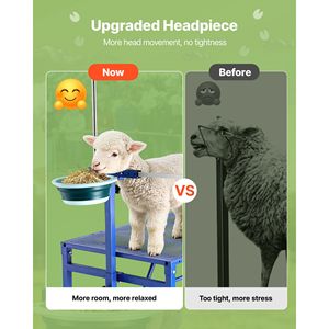 Soporte de ordeño para cabras de alta resistencia, capacidad de 600 lb, plegable, con contenedor de alimento, ruedas, cabezal ajustable y cesta para herramientas - Product Image 3