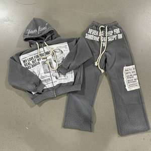 Ensemble de shorts 2 pièces personnalisé en molleton 100 % coton épais imprimé avec capuche, idéal pour le sport - Product Image 1