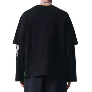 เสื้อยืดแขนยาวพิมพ์ลายสองชั้นแบบฟอกสี เสื้อยืดแขนยาวสองชั้นสำหรับผู้ชาย - Product Image 3