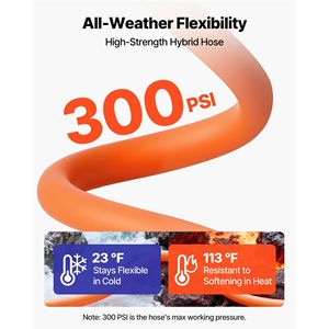 Enrouleur de tuyau d'air hybride 3/8 pouce x 50 pieds à enroulement automatique pour compresseur d'air, 300 PSI max, avec câble de 5 pieds et cliquet rétractable - Product Image 4