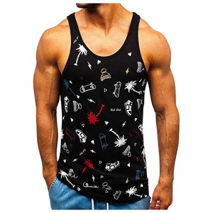 Camiseta sin mangas con estampado de tigre azul para hombre, camiseta sin mangas transpirable de secado rápido, ropa informal de verano - Product Image 6