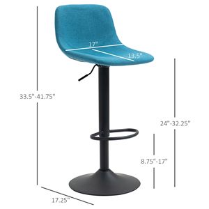 Set di 4 Sgabelli da Bar Regolabili Blu Girevoli per Cucina e Casa con Schienale Imbottito - Product Image 3