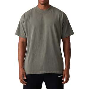 T-shirt Homme Luxe Personnalisé en Coton Lourd 100% de Haute Qualité, Col Rond, Coupe Classique, Logo Lavé sur le Devant, Décontracté, Respirant, Coupe Ample - Product Image 4