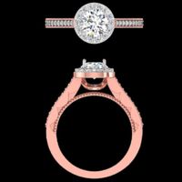 Élégante bague de fiançailles de luxe en or rose 1,19 carat avec diamants de laboratoire certifiés IGI, avec épaules de style cathédrale, cadeau de mariage