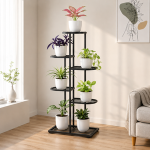 Soporte de Metal Negro de Varios Niveles para Plantas, Estante para Macetas de Interior y Exterior, Soporte de Exhibición para Balcón y Jardín, Decoración Moderna - Product Image 2