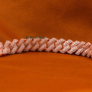 Bracelet à maillons en moissanite plaqué or rose S925, coupe ronde brillante, micro-incrustation géométrique, luxe unisexe - Product Image 2