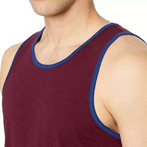 Camiseta Deportiva de Alta Calidad para Verano, Secado Rápido, Cuello Alto, para Gimnasio, Color Borgoña, Algodón, para Correr, 2025 - Product Image 2