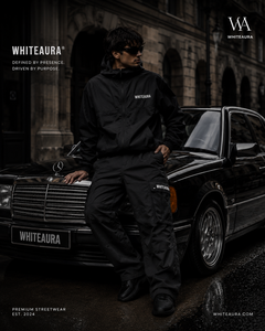 WHITEAURA Chándal Unisex con Capucha, Largo, Negro Sólido, Impermeable, Transpirable, Ligero, Estilo Urbano, con Cordón Ajustable, Cierre Regular - Product Image 1