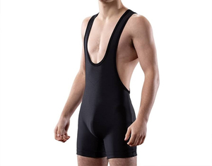 Men's Black Red Wrestling Singlet Fitted Polyester 160g Digital Print Stretch <b>Athletic</b> Wear for Sports - Product Image 3
