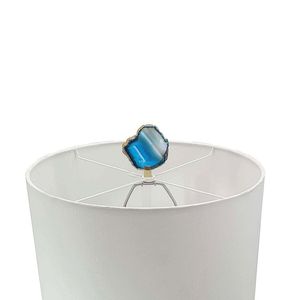 Lampada da Tavolo con Fetta di Agata Blu e Bianca e Base in Marmo 15x29.5"-Elegante Decorazione per la Casa - Product Image 5