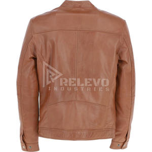 เสื้อแจ็คเก็ตหนังแกะนุ่มคุณภาพสูง แฟชั่นผู้ชาย หนังแท้ ซิปหน้า กระบวนการฟอกหนังแบบเป็นมิตรต่อสิ่งแวดล้อม - Product Image 6