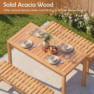 Tavolo da Pranzo da Esterno in Legno di Acacia con Piano a Doghe per 4-6 Persone - Product Image 4