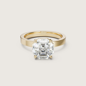 Anillo de Diamante Cultivado en Laboratorio con Corte Octogonal de 2 Quilates, Oro Sólido de 14K, Banda de 2.5MM, Anillo de Compromiso y Boda Solitario para Mujer - Product Image 1