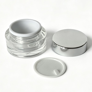 Pot cosmétique en plastique acrylique transparent de 30 ml avec couvercle argenté, vide, pour crème, lotion visage, sérum contour des yeux, baume à lèvres, emballage de soins de la peau - Product Image 3