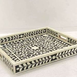 Bandeja de lujo hecha a mano con incrustaciones de hueso para servir, decoración del hogar, mesa de centro, comedor, regalo, ecológica, calidad premium - Product Image 1