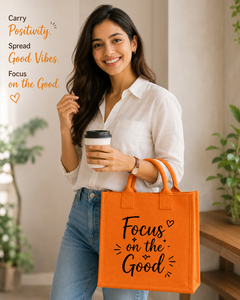Bolsa de Yute Naranja con Cierre Magnético, Impresión Personalizada, Ecológica, Reutilizable, para Bodas, Exposiciones, Compras, Regalos, AMANI, Tamaño Pequeño - Product Image 3