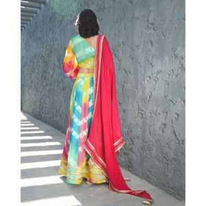 Conjunto de Lehenga sin Mangas para Mujer, Talla XS, Multicolor, Tela de Chifón, para Bodas y Diwali, Todas las Temporadas, Marca Alira - Product Image 3