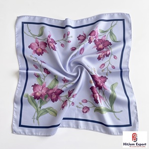 Custom Digital Print <b>Silk</b> Feel Square <b>Scarf</b> Manufacturer High Quality Lightweight Women Fashion OEM ODM Supplier - Product Image 1