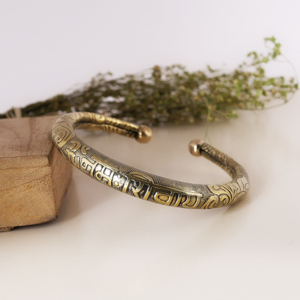 Om Namah Shivay Tibetan <b>Silver</b> <b>Cuff</b> <b>Bracelet</b> Antique Gold Plated Vintage Unisex Jewelry Fashion Bangle - Product Image 3