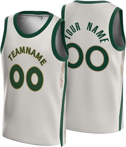 Camiseta de Baloncesto Personalizada Blanca y Verde, 100% Algodón Ecológico, de Secado Rápido, Manga Corta, Uniforme de Equipo con Impresión de Nombre, Número y Logotipo - Product Image 1