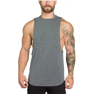 OEM individuelle gebogene Hem Übergröße Tank-Top ärmellos schnell trocknend Fitness-Studio Herren Tank-Oberteile