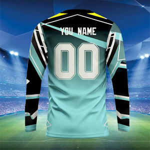 T-shirt à manches longues pour homme, col en V, respirant, écologique, anti-rides, séchage rapide, en polyester, grande taille, sublimation - Product Image 3