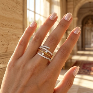 Anillo de Compromiso y Matrimonio de Oro Sólido de 14K con Diamante Cultivado en Laboratorio para Mujer - Product Image 4