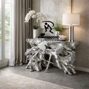 Modern Solid Teak Wood Root <b>Console</b> <b>Table</b> <b>with</b> <b>Storage</b> for Living Room - Product Image 2