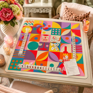 سجادة ماهجونغ هندسية ملونة 33 بوصة من النيوبرين الفاخر بتصميم قطع الماهجونغ الأصلية، وسادة ناعمة مضادة للانزلاق، هدية ماهجونغ أمريكية - Product Image 2